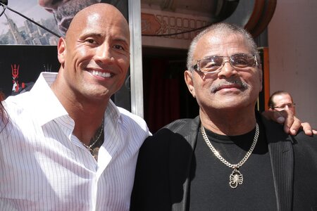 Rocky Johnson and his son Dwayne 'The Rock' Johnson.