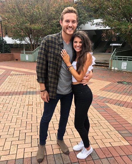Peter Weber and Madison Prewett outside her college.