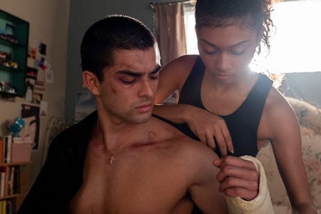 Diego Tinoco and Sierra Capri during a scene on 'On My Block'.