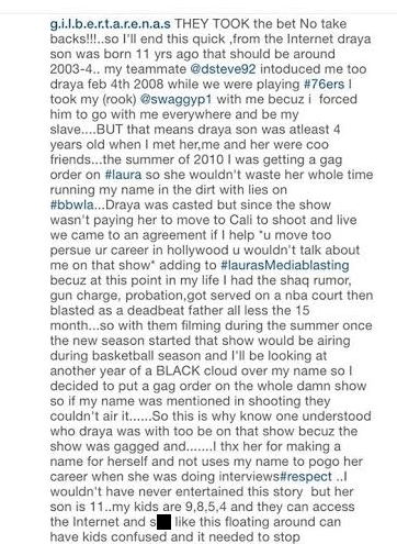 Gilbert Arenas' caption snapshot.