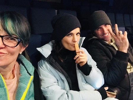 Stana Katic and husband Kris Brkljac with another person during a festival.