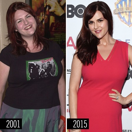 Sara Rue's weight loss in before and after pictures, 2001 vs 2015.