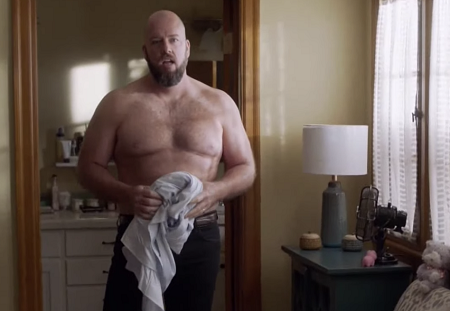 Chris Sullivan topless and in better as his character, 'Toby'.