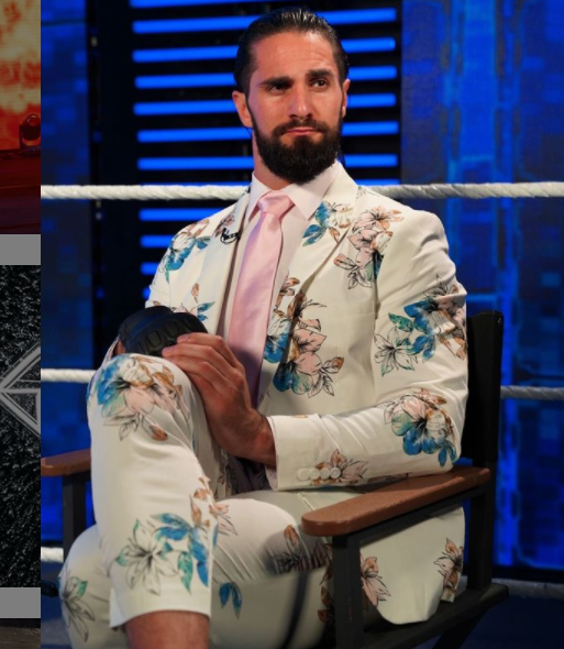 Seth Rollins is posing for his post.