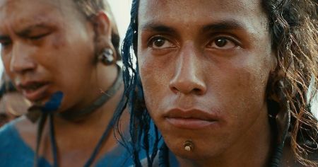 Jaguar Paw looks with wet eyes as being taken as human sacrifices