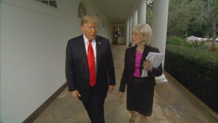 Lesley Stahl with Donald Trump interviewing