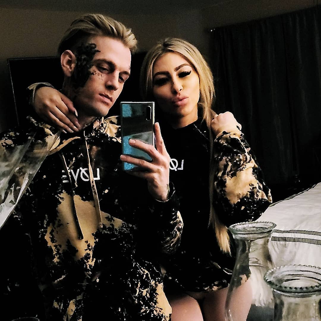 Aaron Carter with his fiancé, Melanie Martin.