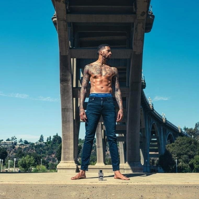 Miles Chamley-Watson posing for his photoshoot.