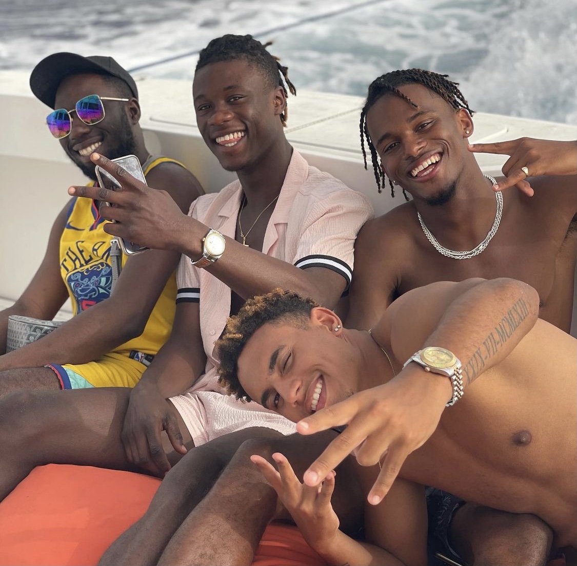Eduardo Camavinga relaxing with his friends.