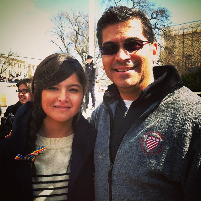 Xavier Becerra is with his daughter.