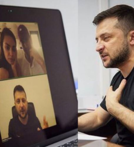  President Volodymyr Zelensky of Ukraine thanked Mila Kunis and her husband, Ashton Kutcher