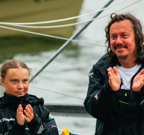 Greta with her Father Svante Thunberg.
