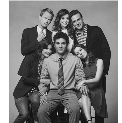 Cobie Smulders with her HIMYM co-stars, Josh Radnor, Neil Patrick Harris, Alyson Hannigan, Cristin Milioti, and Jason Segel. 